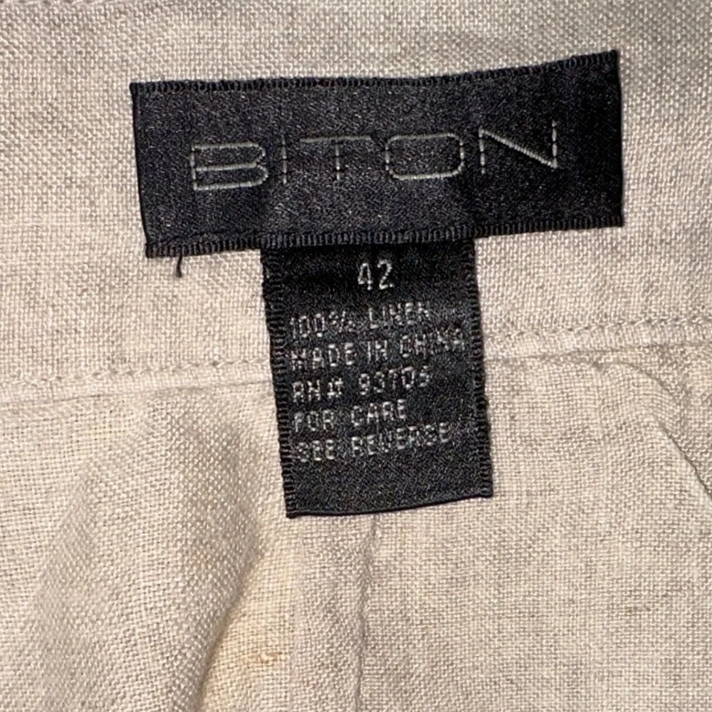 Biton Mens 100% Linen Cargo Pants Lot of 2 Olive Beige Size 42 Straight Leg